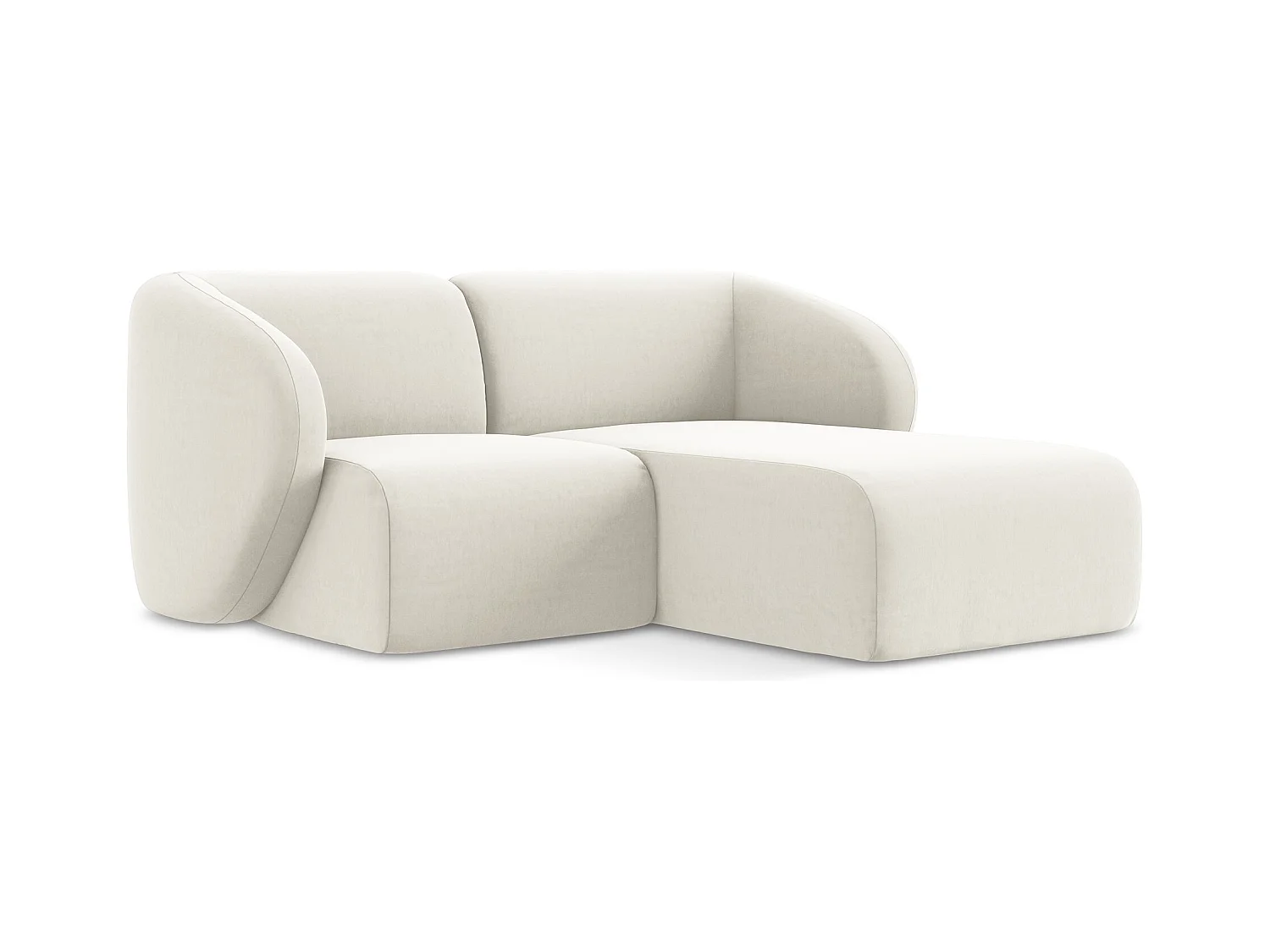 2,5-Sitzer Modulares Ecksofa - Ecke Rechts - Samt - Hell beige - LANI