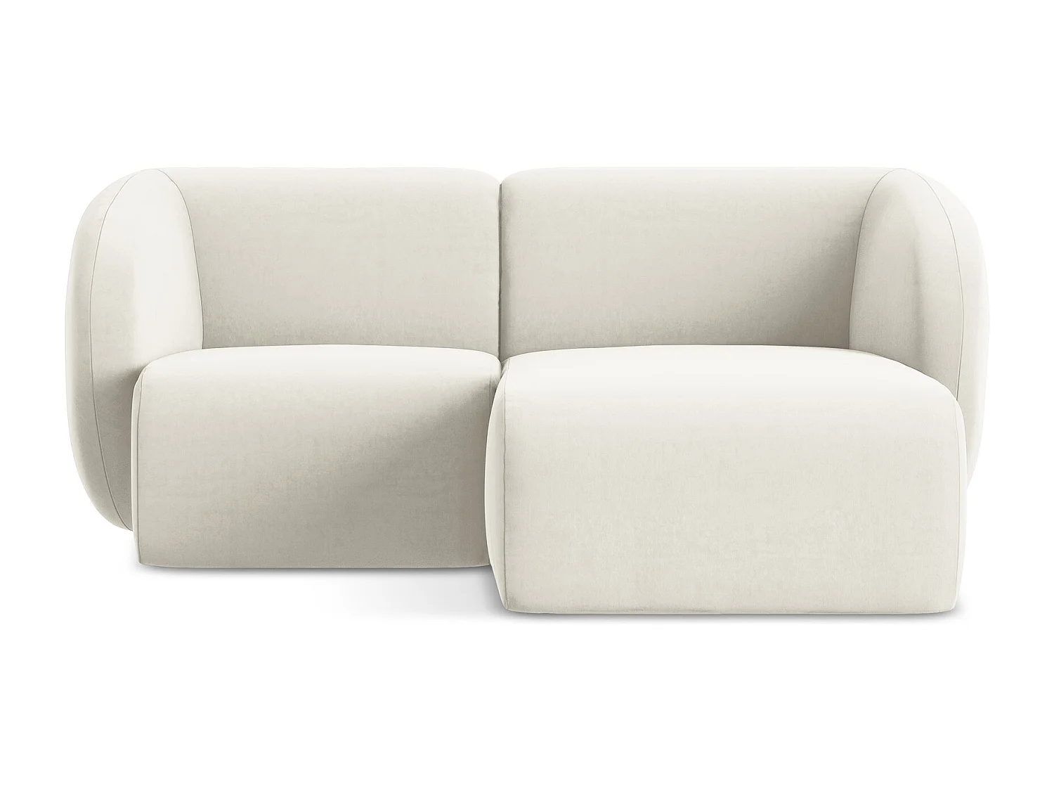 Narożnik prawostronny - z tkaniny welwetowej - jasny beż - LANI