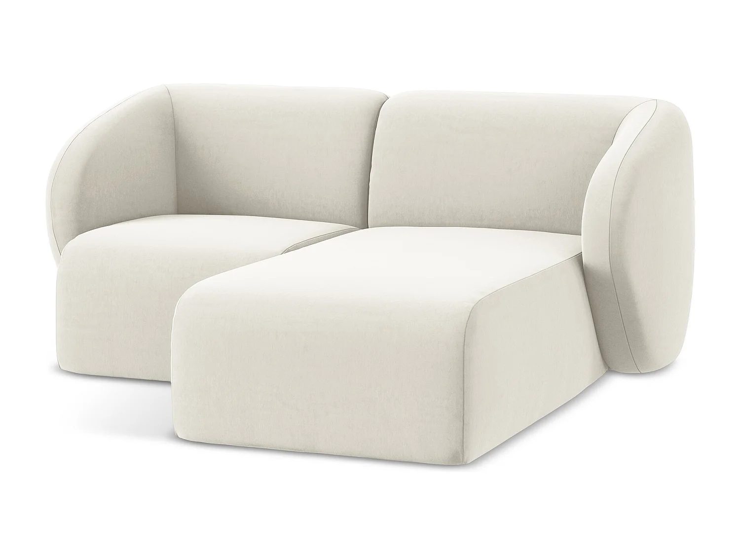 Narożnik prawostronny - z tkaniny welwetowej - jasny beż - LANI