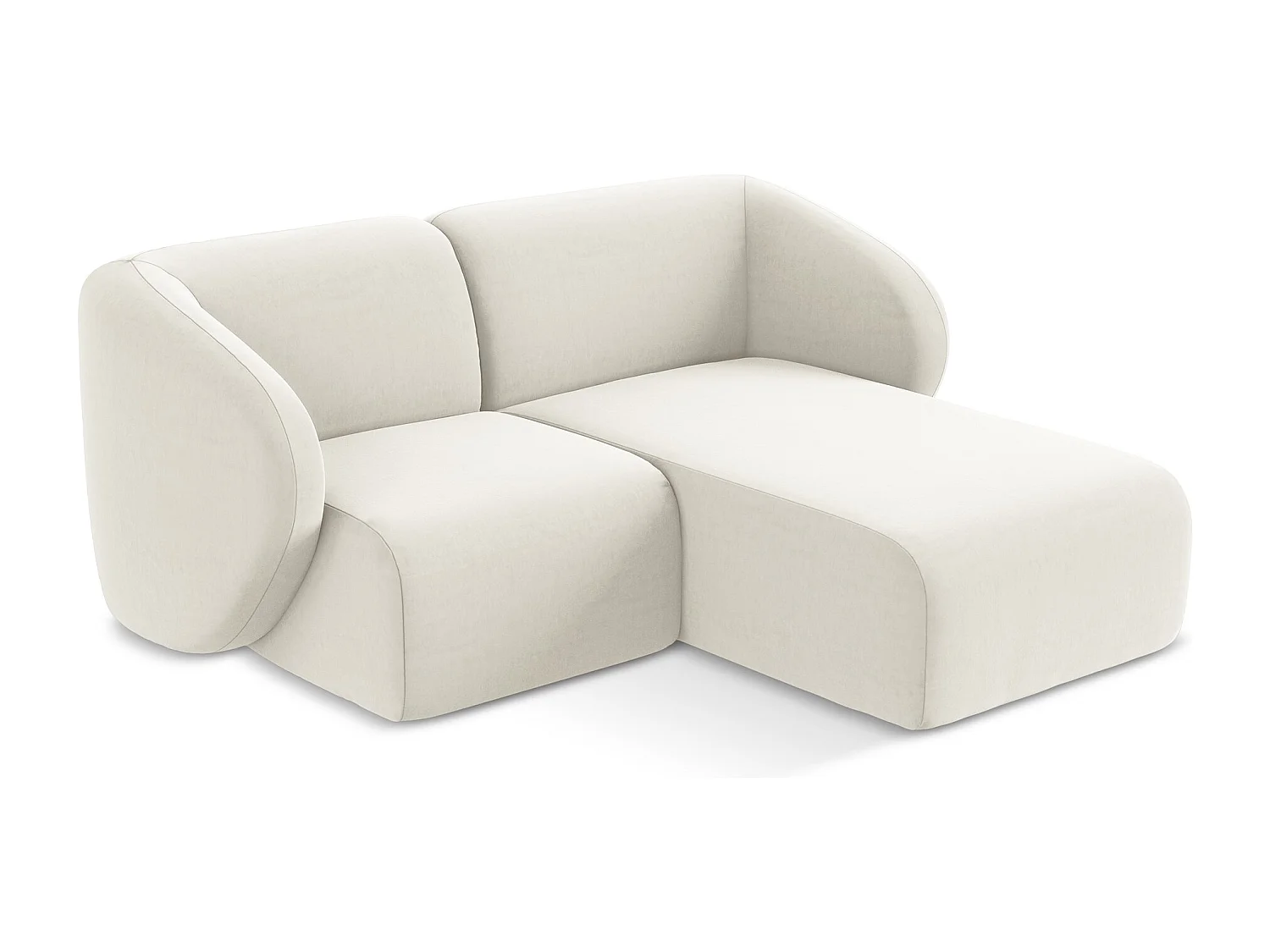 Narożnik prawostronny - z tkaniny welwetowej - jasny beż - LANI