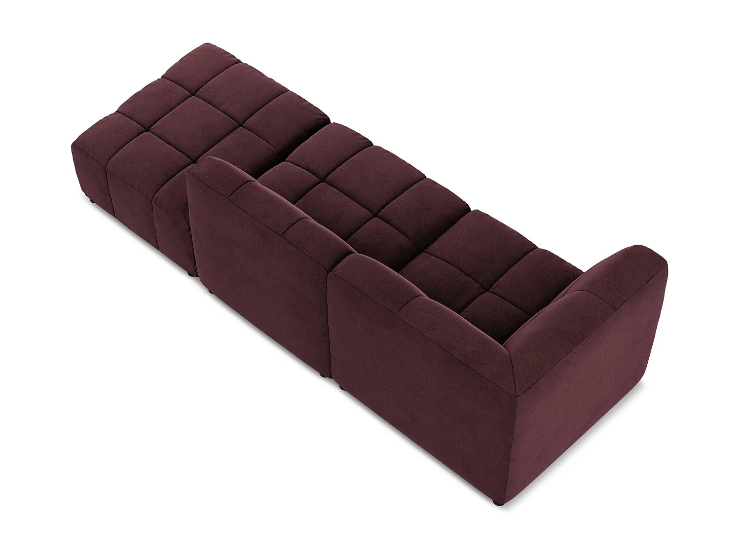 Canapé d'angle 3 places modulaire droit en velours - bourgogne - ALOHA