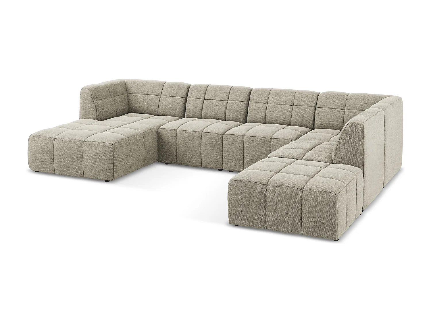 Canapé panoramique 5 places en tissu bouclette - taupe - ALOHA