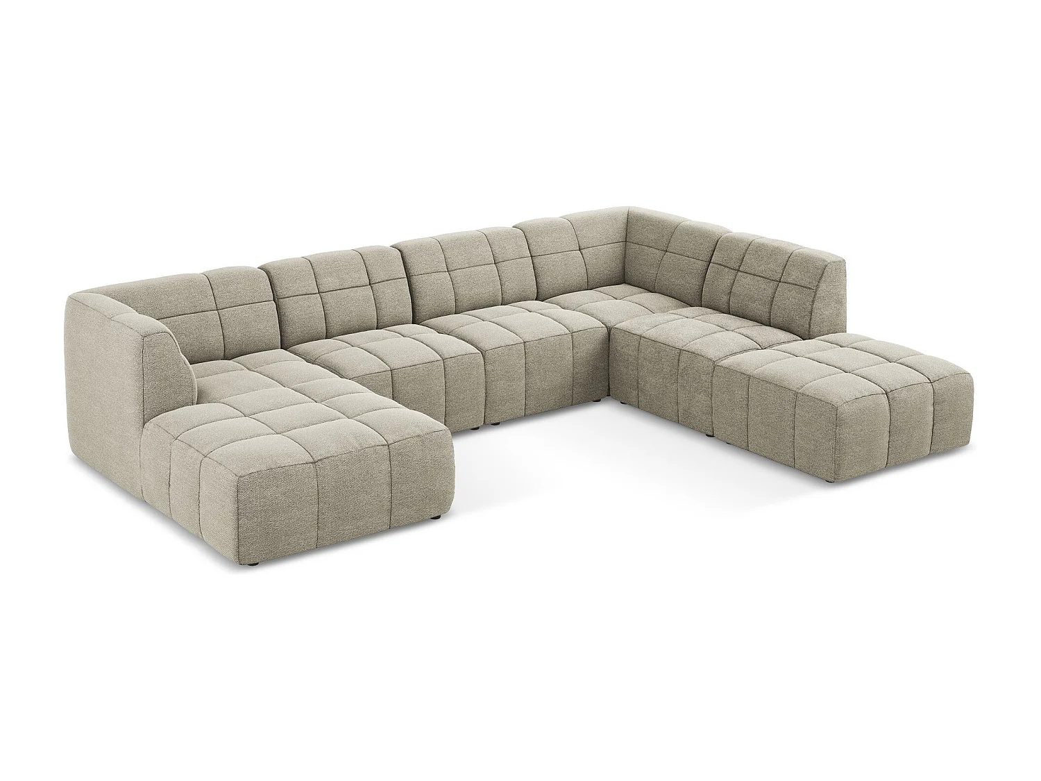 Canapé panoramique 5 places en tissu bouclette - taupe - ALOHA