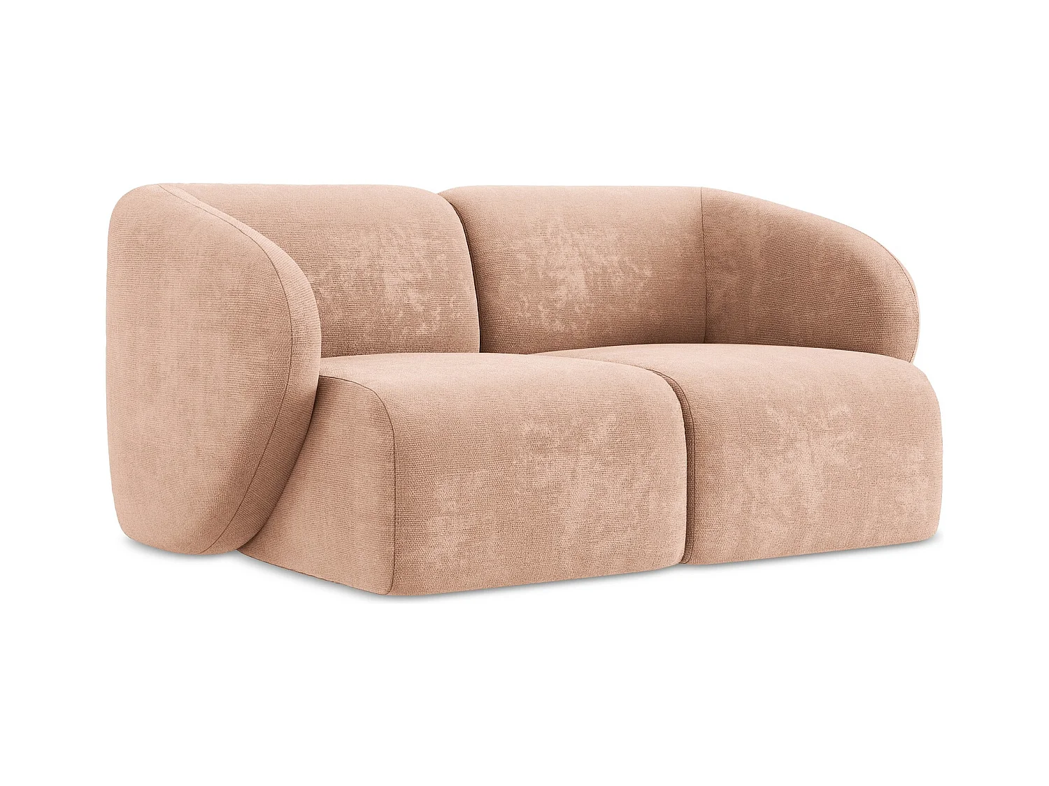 Sofá modular 2 lugares em tecido chenille pêssego - LANI