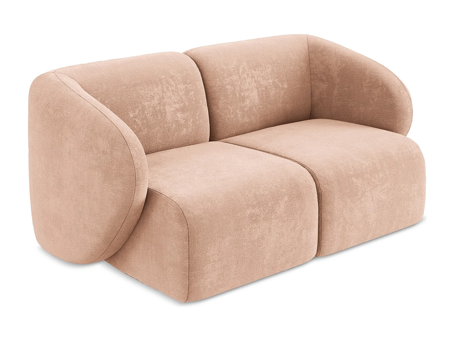 Canapé modulable 2 places en tissu chenille - pêche - LANI