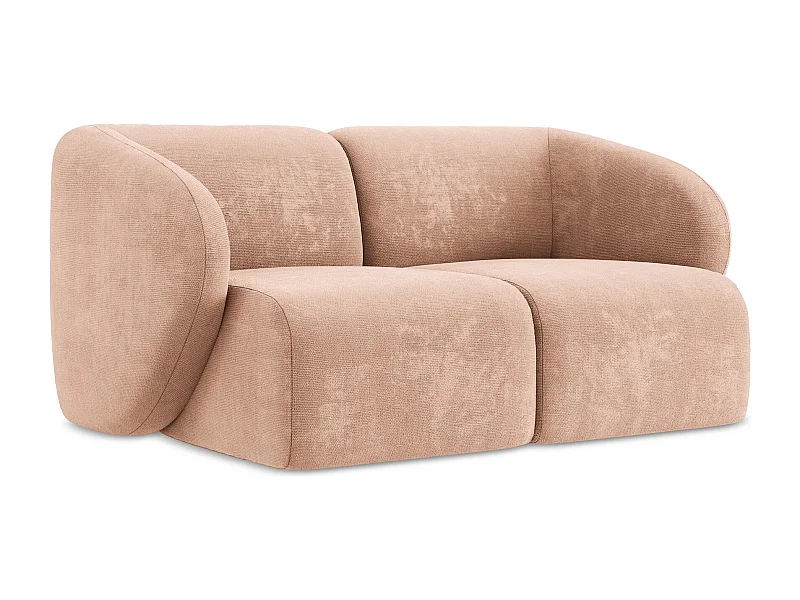 Modułowa sofa 2-osobowa - z tkaniny szenilowej - brzoskwiniowy - LANI