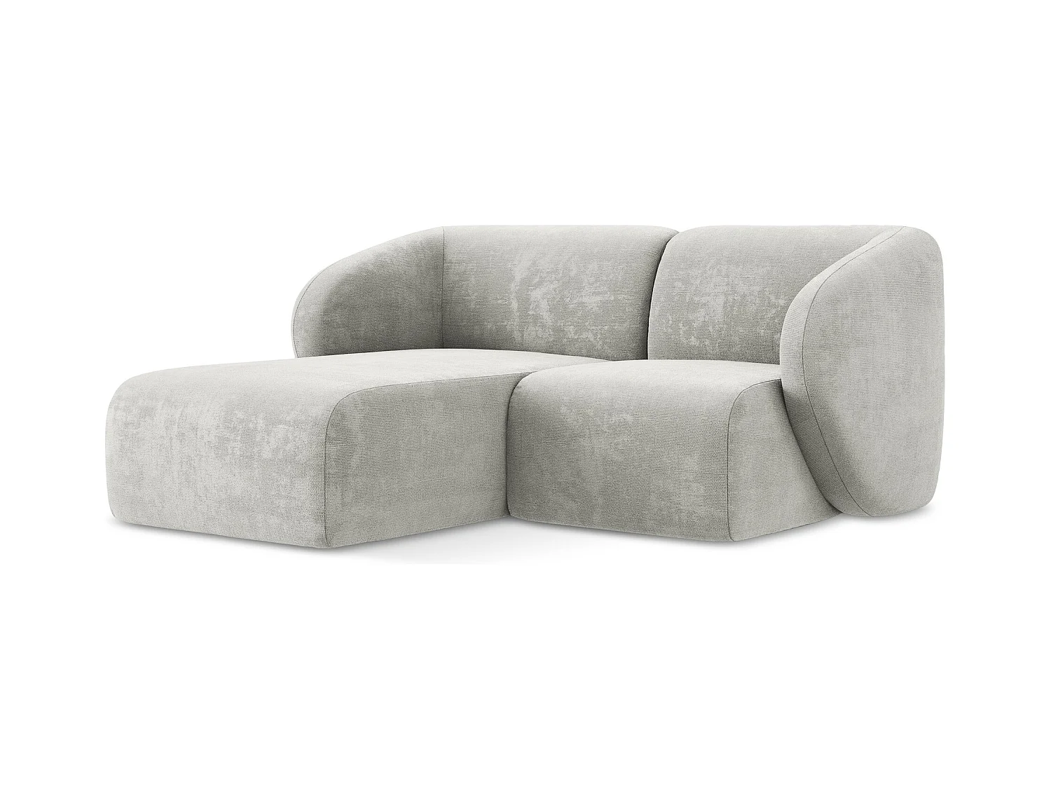 Canapé d'angle 2,5 places modulaire gauche en tissu chenille - gris clair - LANI