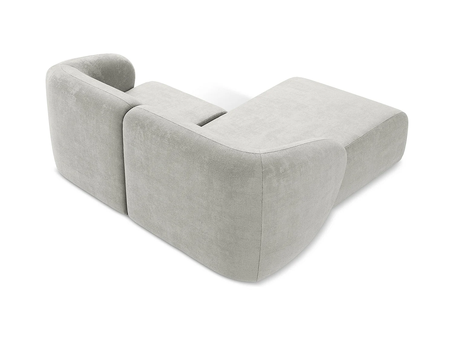 Canapé d'angle 2,5 places modulaire gauche en tissu chenille - gris clair - LANI