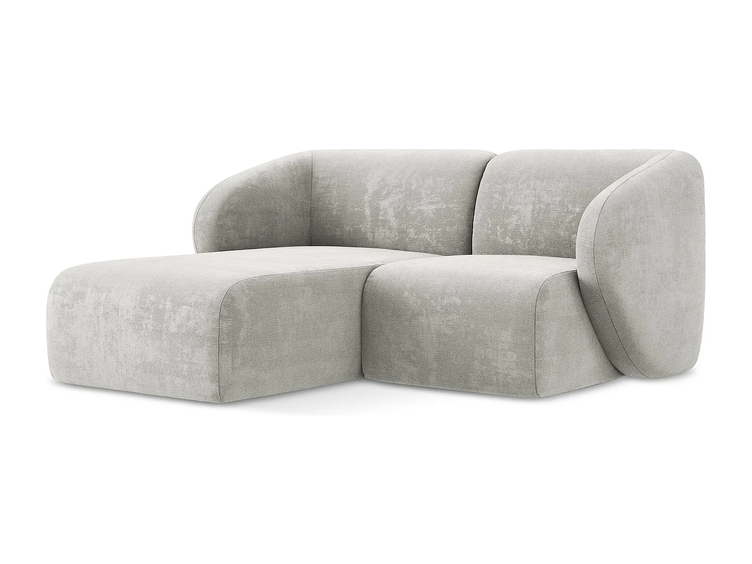 Modulaire hoekbank links van lichtgrijs chenille stof - LANI