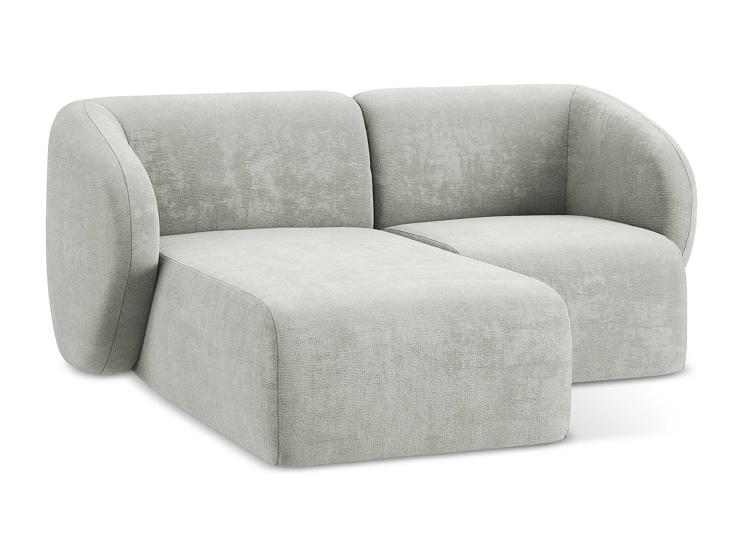 Modulaire hoekbank links van lichtgrijs chenille stof - LANI