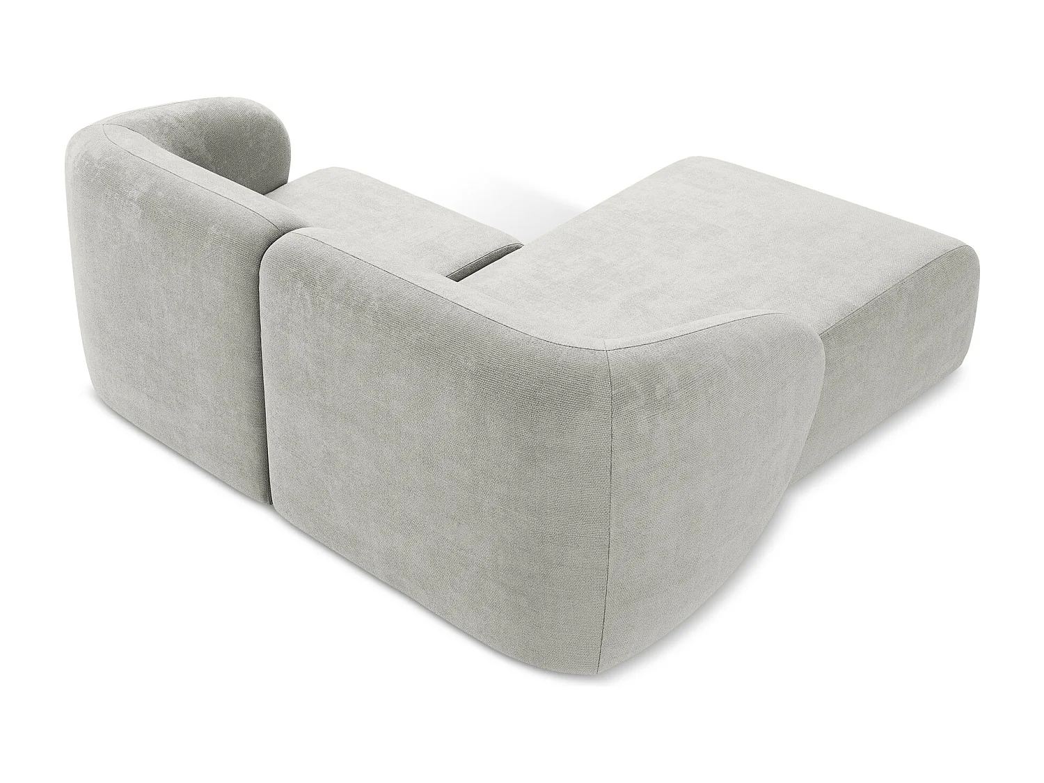 Modulaire hoekbank links van lichtgrijs chenille stof - LANI