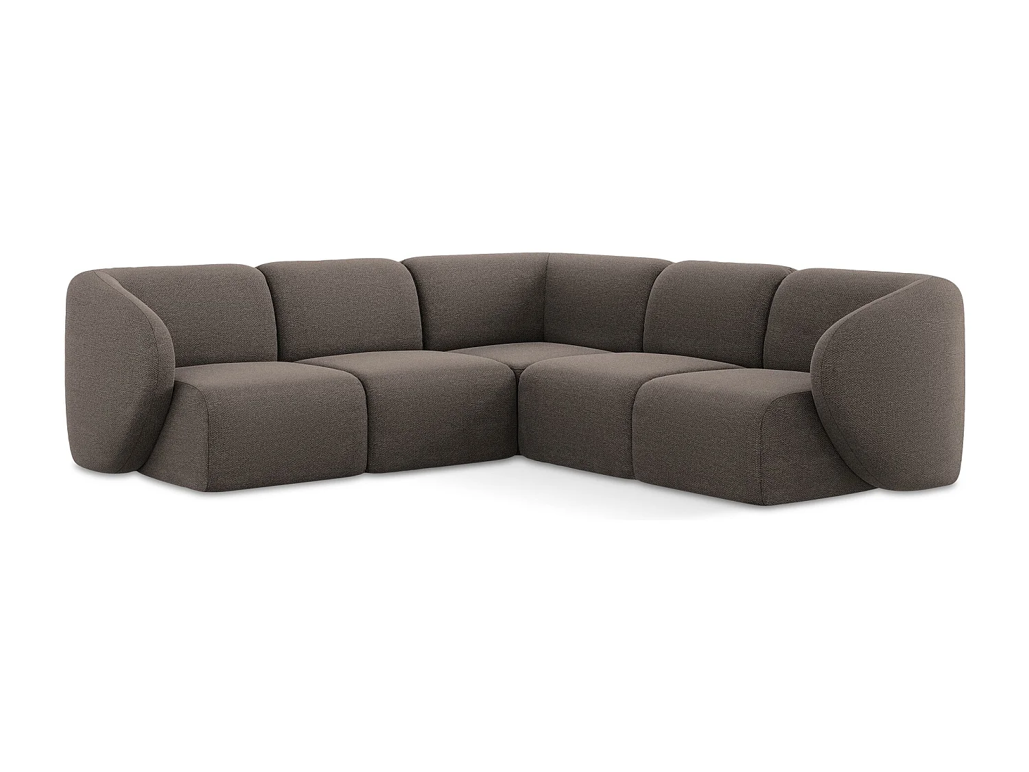 Modulaire hoekbank van chocolade bouclé - LANI