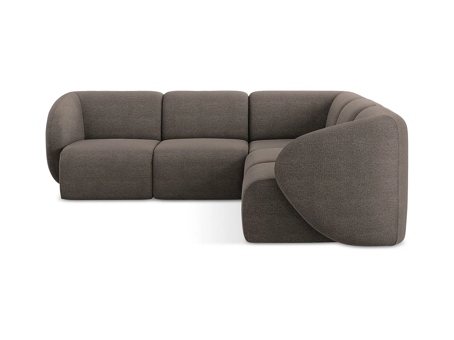 Modulaire hoekbank van chocolade bouclé - LANI