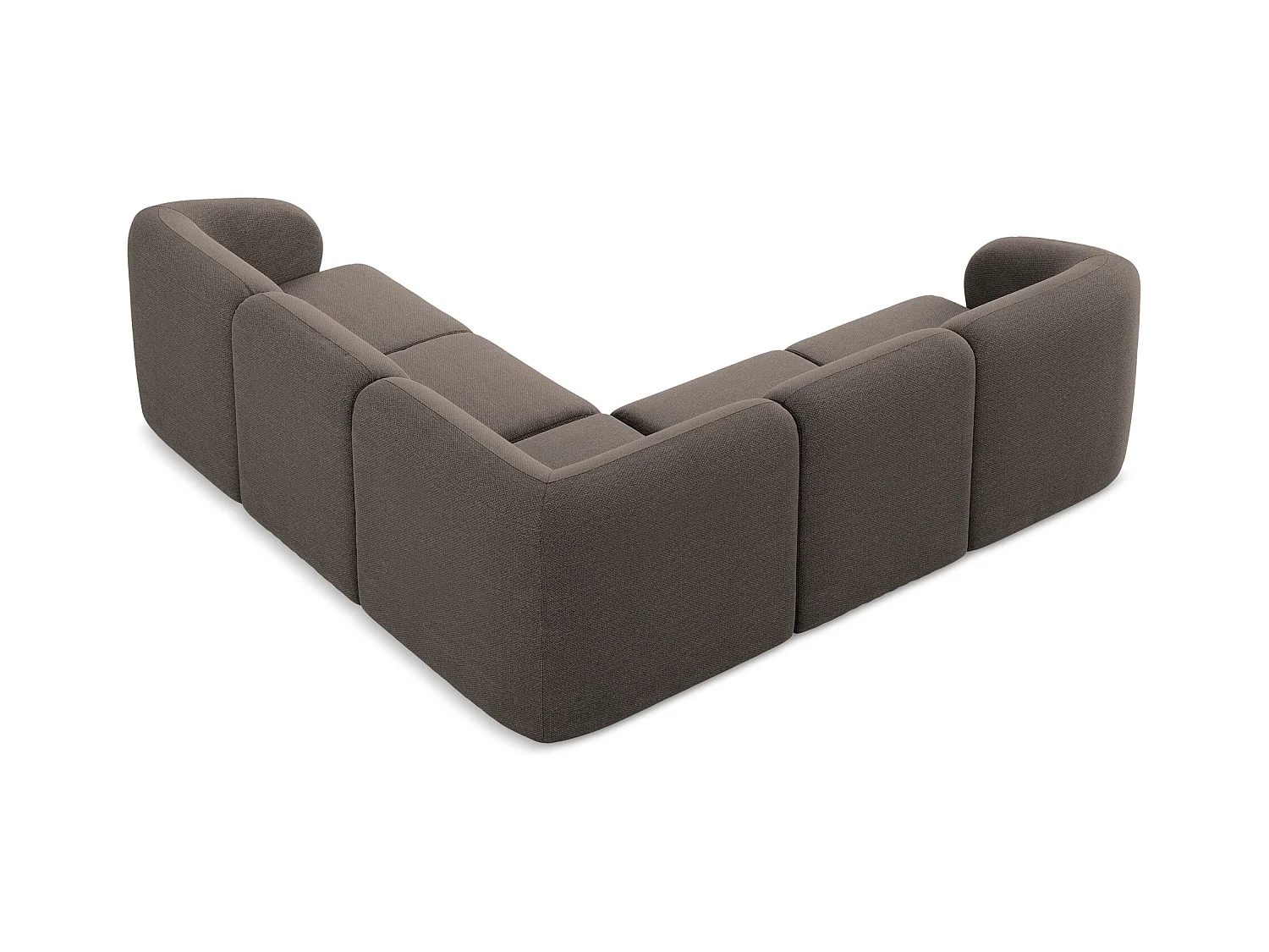 Modulaire hoekbank van chocolade bouclé - LANI