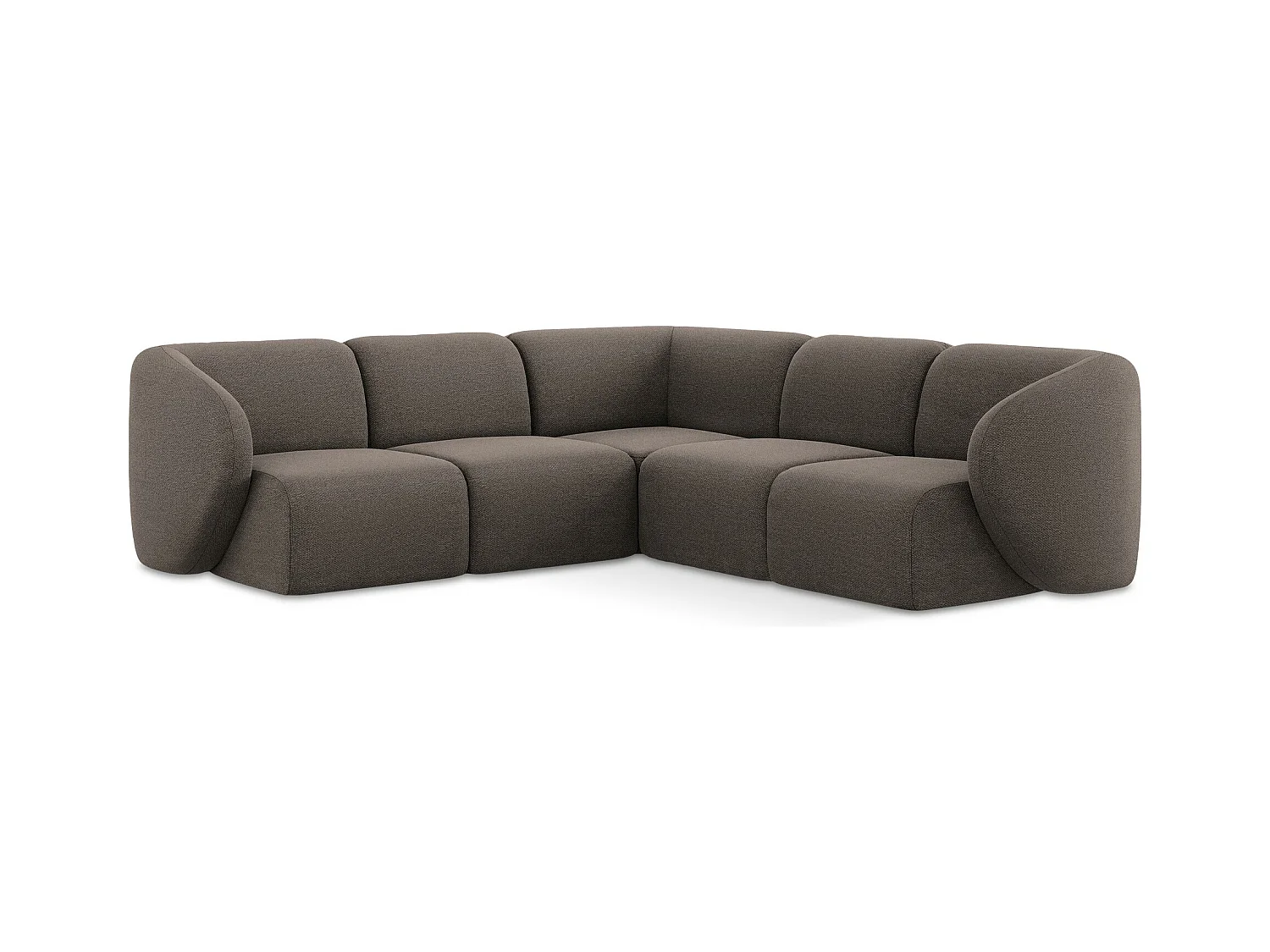 Modulares Ecksofa - - Bouclé - Schokolade - LANI
