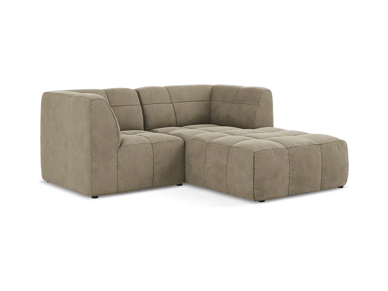 Canapé d'angle 2,5 places modulaire droit en velours - beige - ALOHA