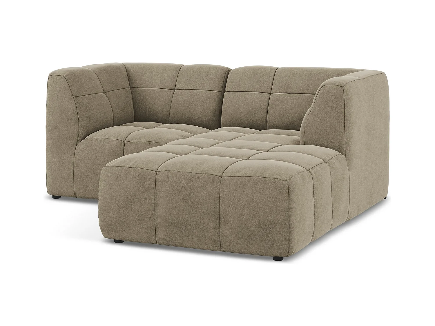 Canapé d'angle 2,5 places modulaire droit en velours - beige - ALOHA