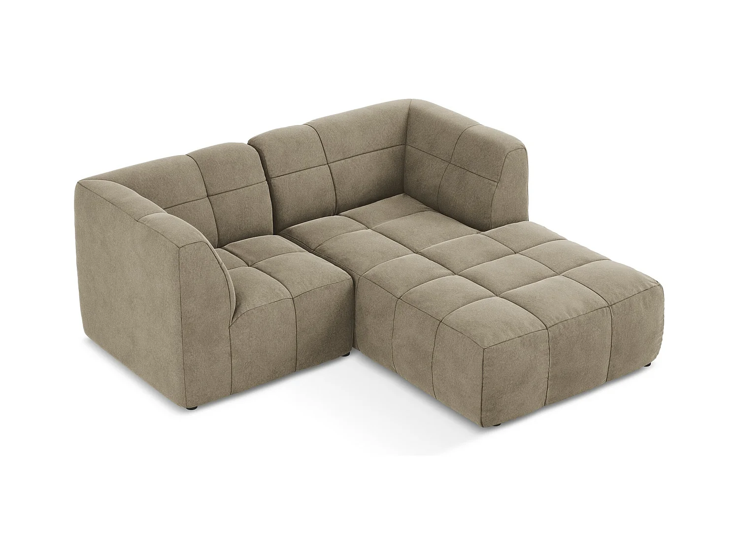 Canapé d'angle 2,5 places modulaire droit en velours - beige - ALOHA