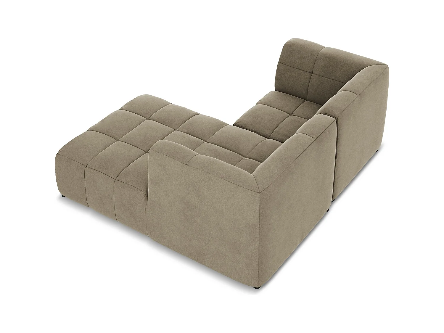 Canapé d'angle 2,5 places modulaire droit en velours - beige - ALOHA