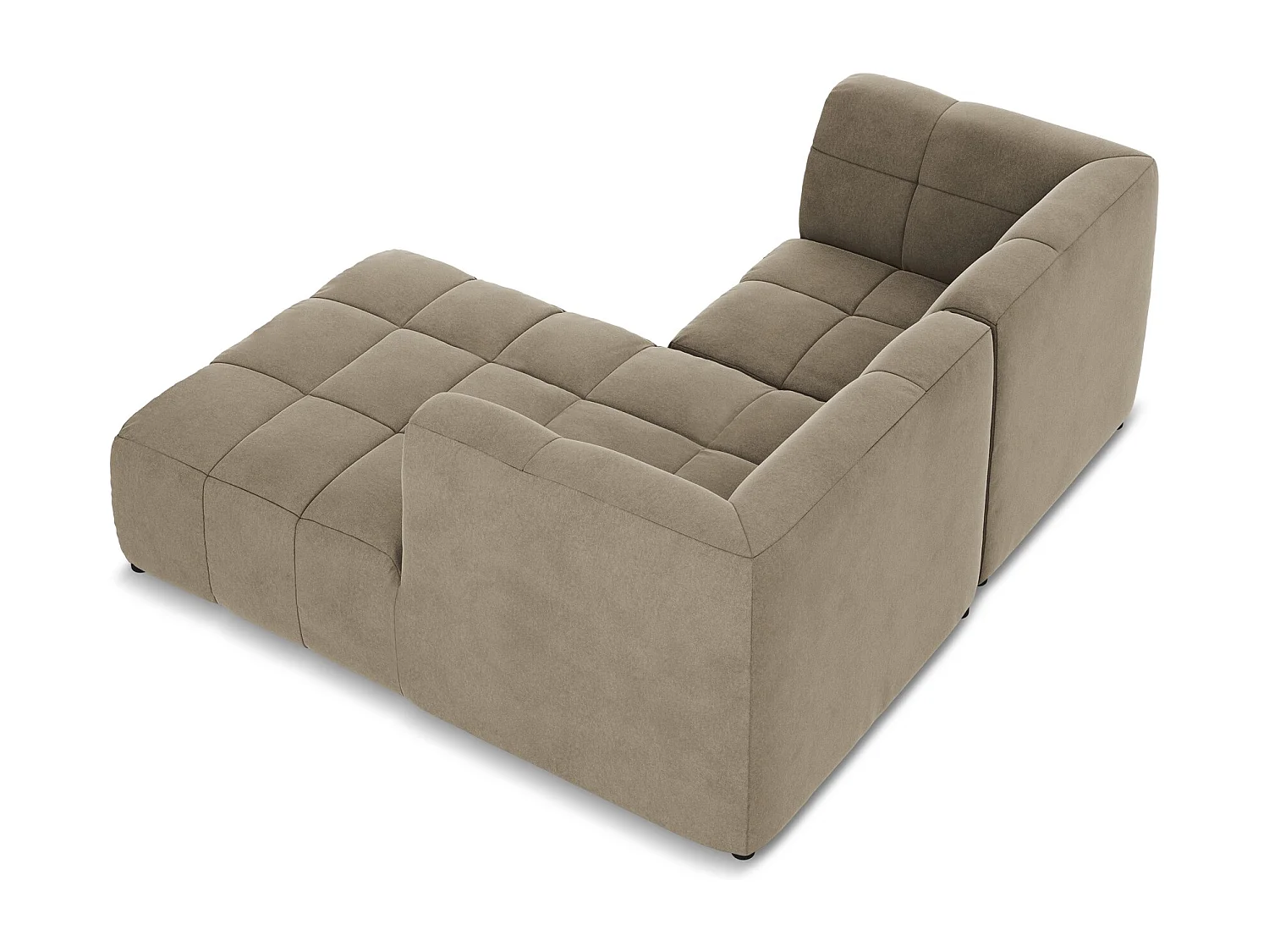 Canapé d'angle 2,5 places modulaire droit en velours - beige - ALOHA