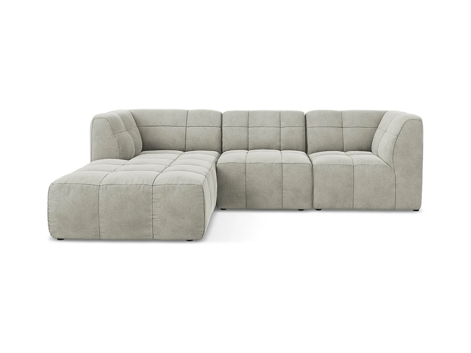 Canapé d'angle 3 places modulaire gauche en velours - gris clair - ALOHA