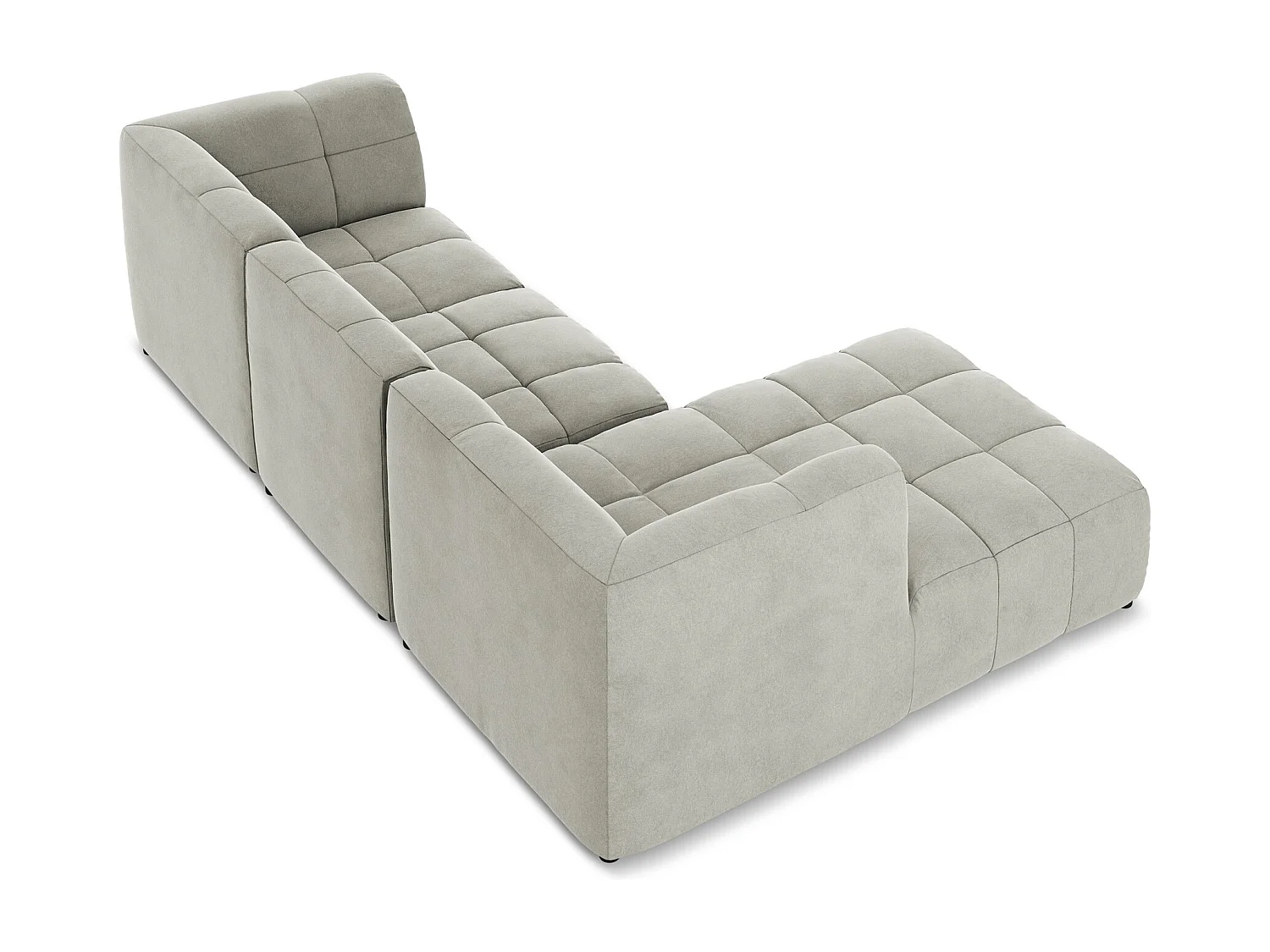 Canapé d'angle 3 places modulaire gauche en velours - gris clair - ALOHA