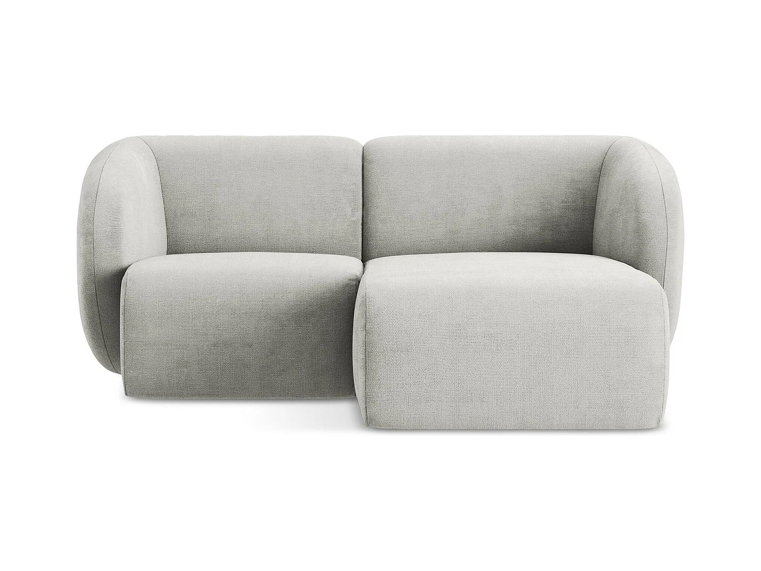 Canapé d'angle 2,5 places modulaire droit en tissu chenille - gris clair - LANI