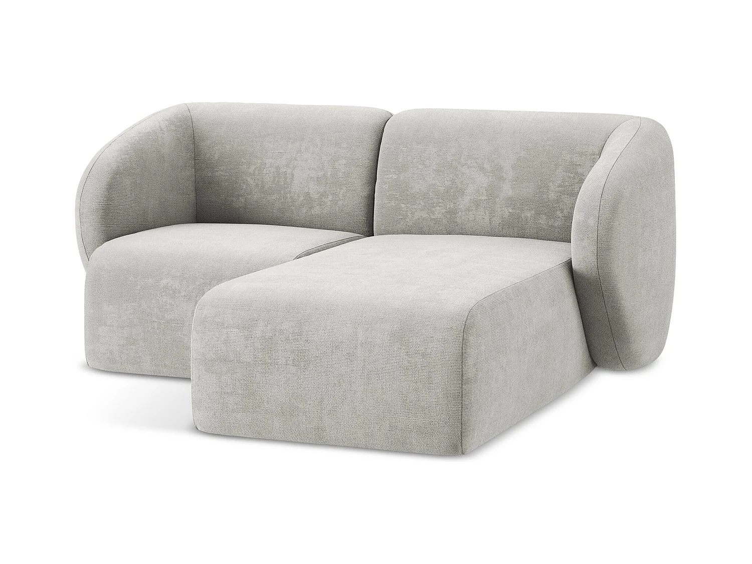 Canapé d'angle 2,5 places modulaire droit en tissu chenille - gris clair - LANI