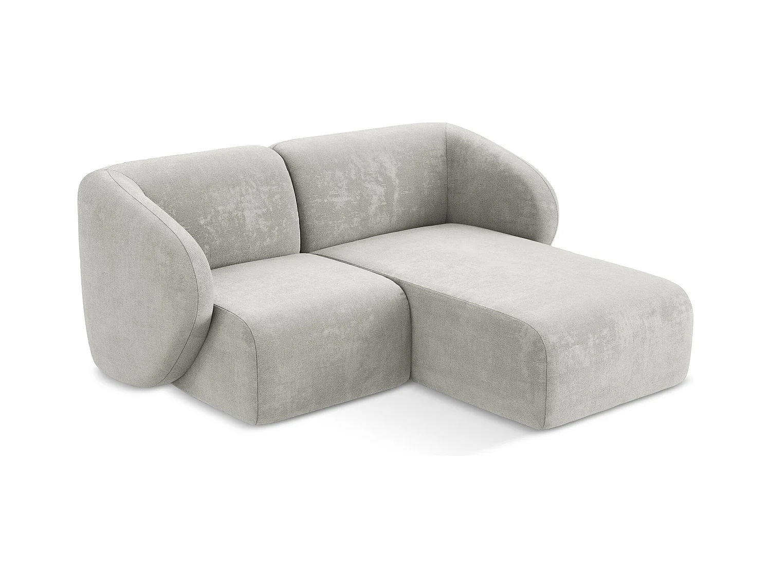 Canapé d'angle 2,5 places modulaire droit en tissu chenille - gris clair - LANI