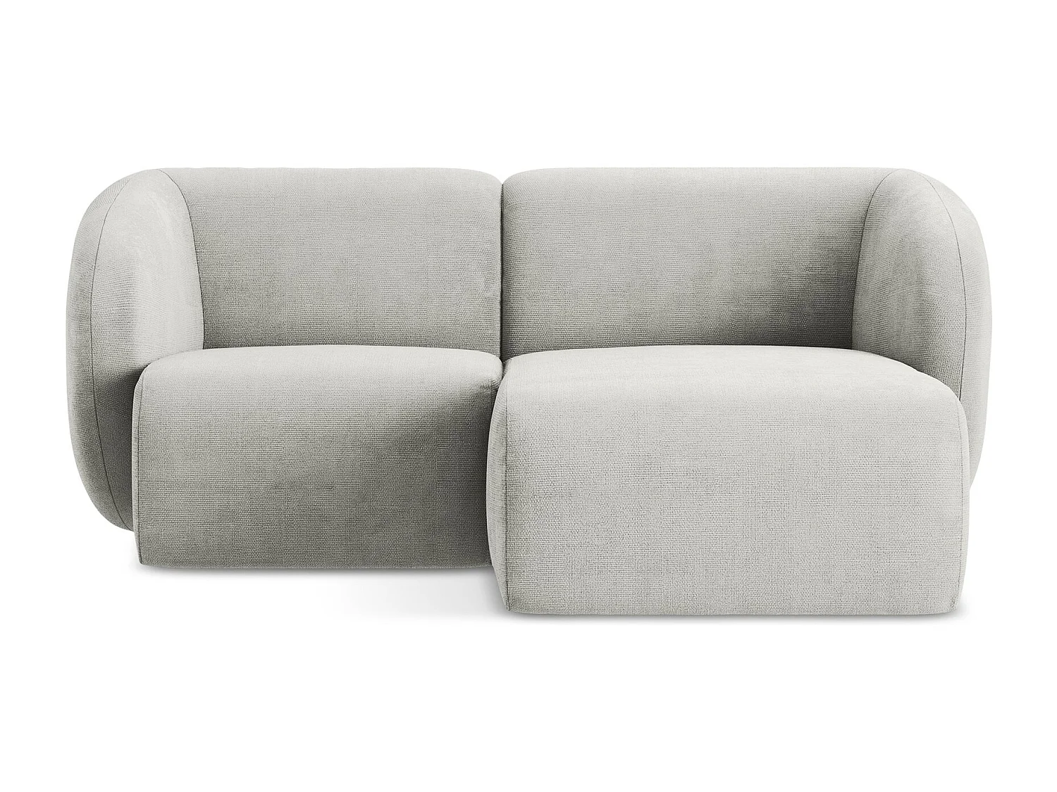 Canapé d'angle 2,5 places modulaire droit en tissu chenille - gris clair - LANI