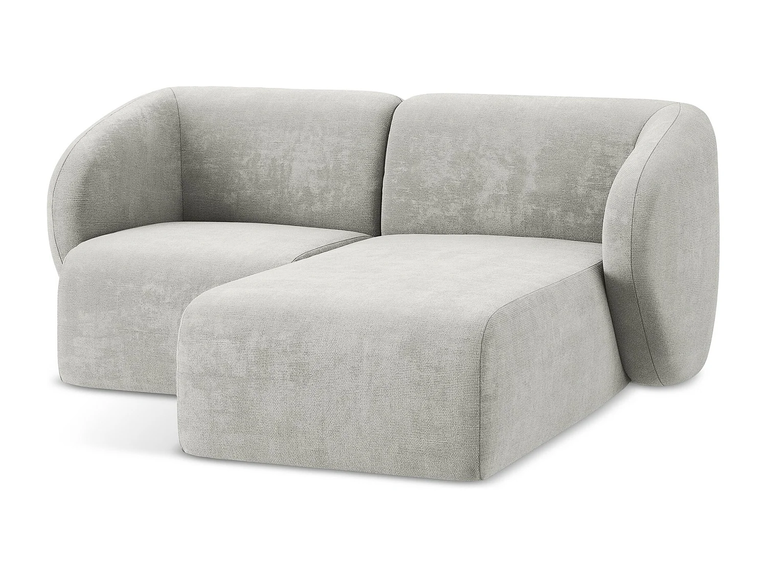 Canapé d'angle 2,5 places modulaire droit en tissu chenille - gris clair - LANI