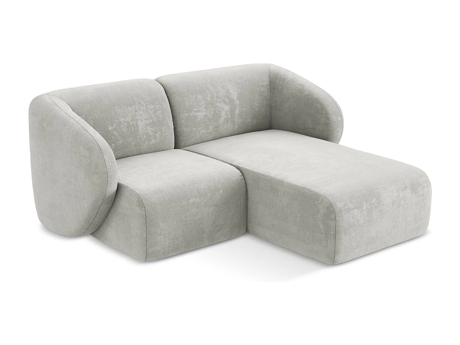 Canapé d'angle 2,5 places modulaire droit en tissu chenille - gris clair - LANI