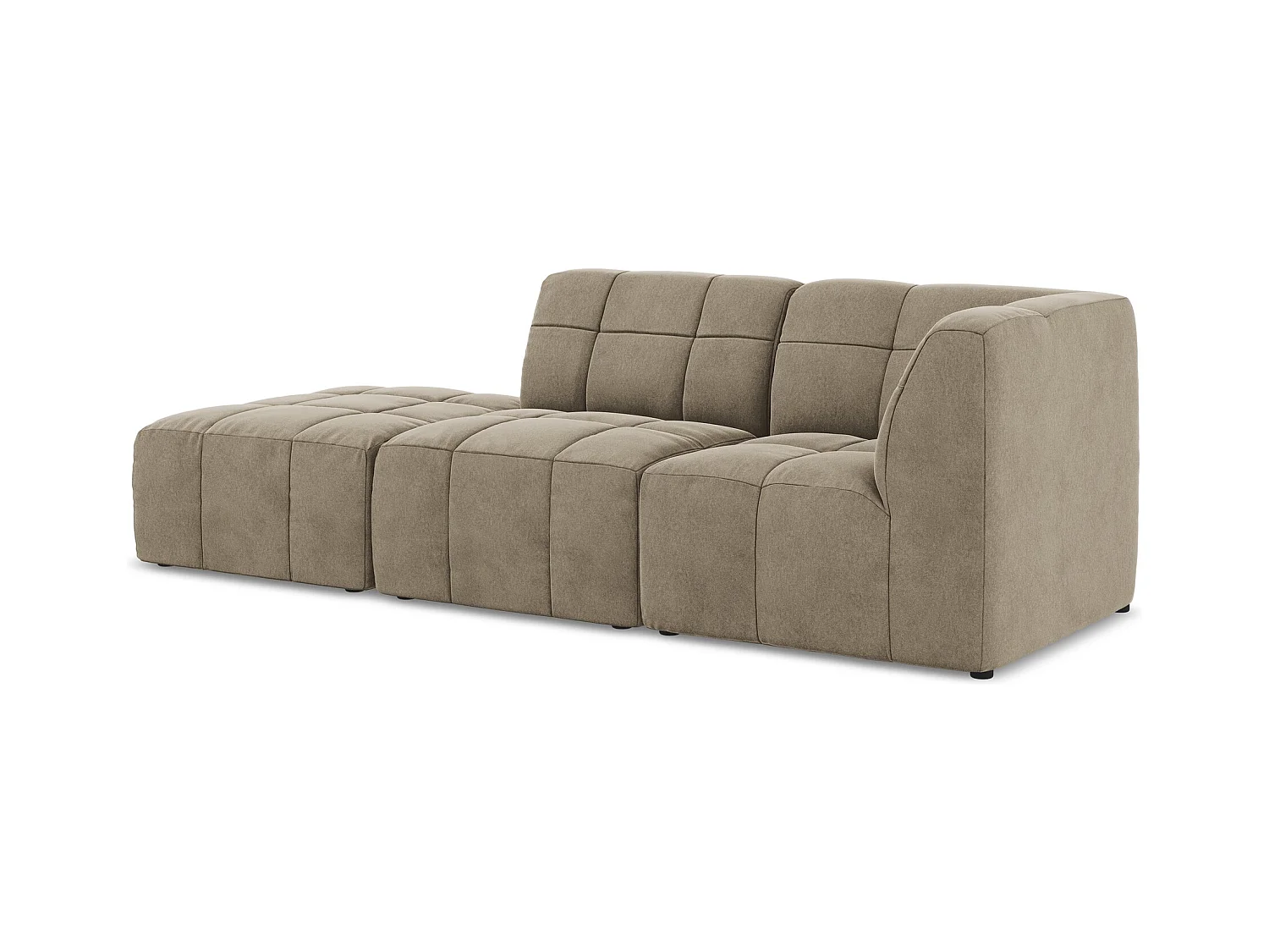 Canapé d'angle 3 places modulaire gauche en velours - beige - ALOHA