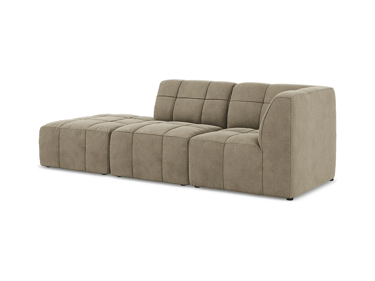 3-Sitzer Modulares Ecksofa - Ecke Links - Samt - Beige - ALOHA