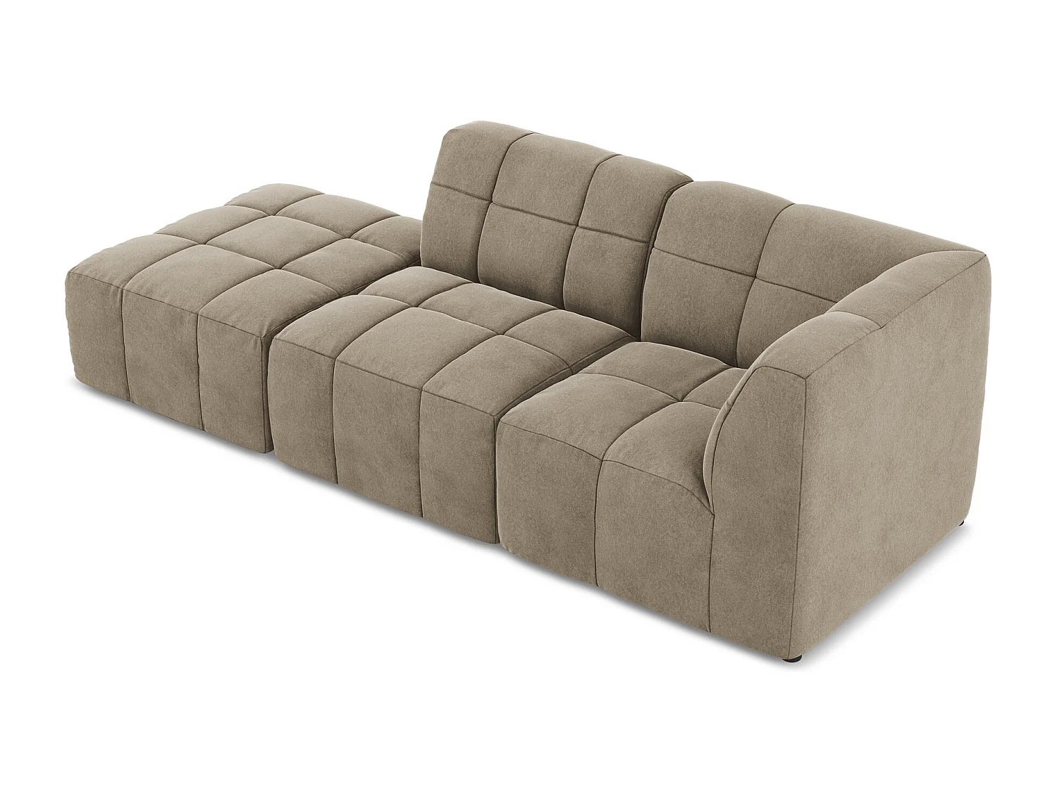 Sofá de canto modular esquerdo 3 lugares em veludo bege - ALOHA