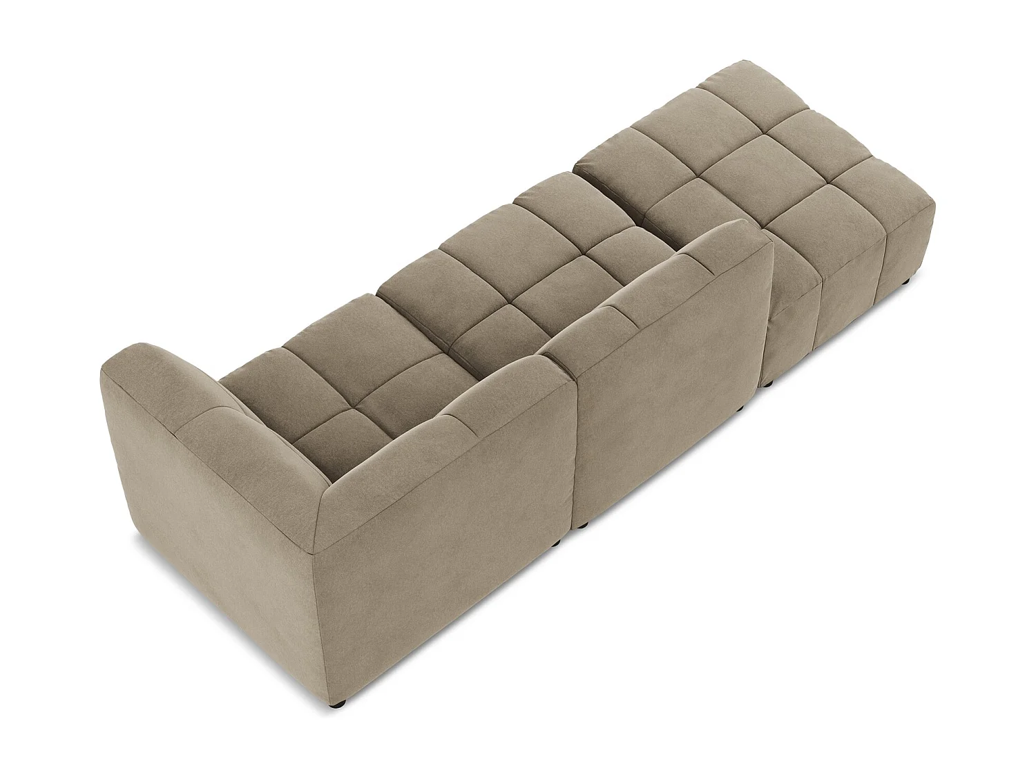 Sofá de canto modular esquerdo 3 lugares em veludo bege - ALOHA