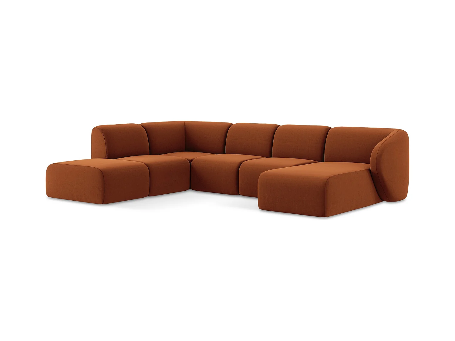 Große Wohnlandschaft Links - - Samt - Terrakotta - LANI