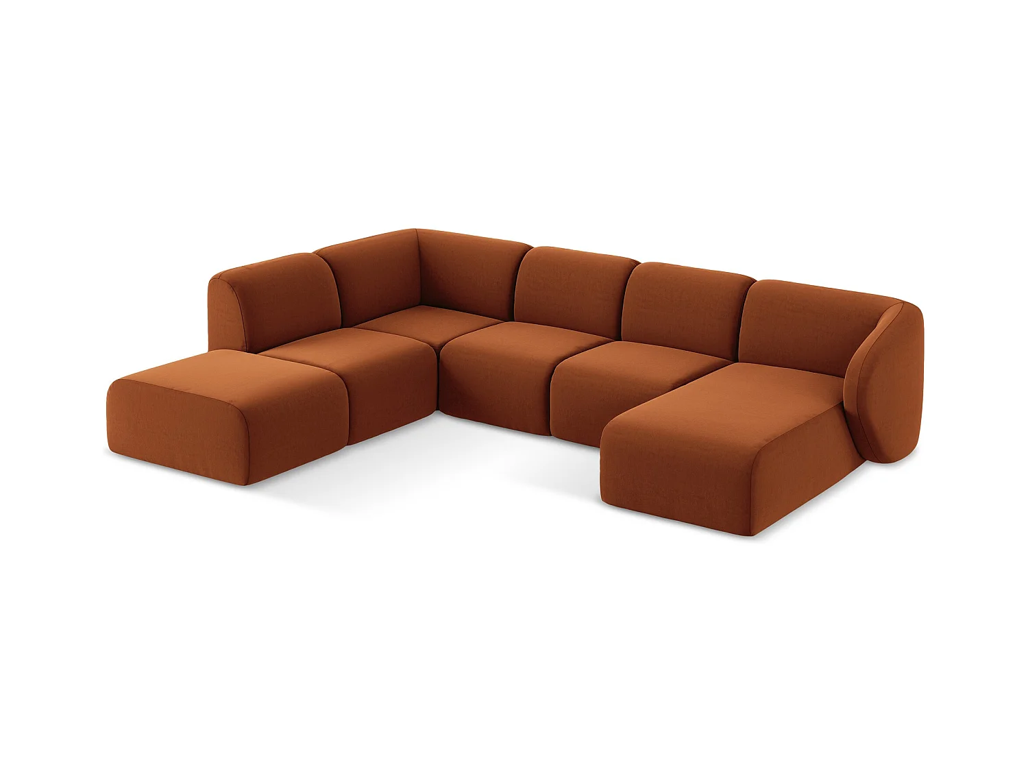 Große Wohnlandschaft Links - - Samt - Terrakotta - LANI