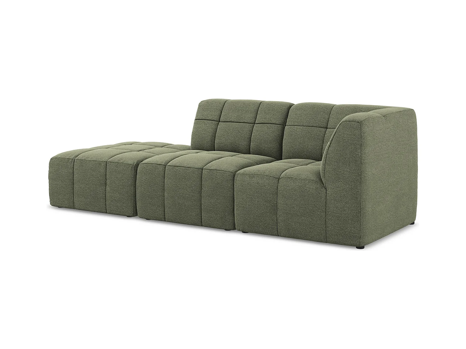 Canapé d'angle 3 places modulaire gauche en tissu bouclette - olive - ALOHA