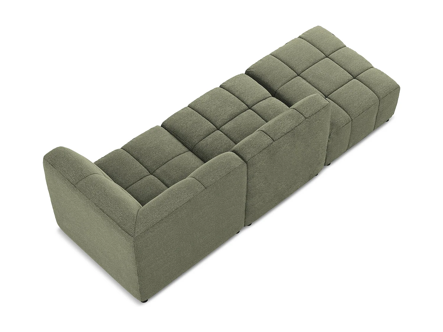 Canapé d'angle 3 places modulaire gauche en tissu bouclette - olive - ALOHA