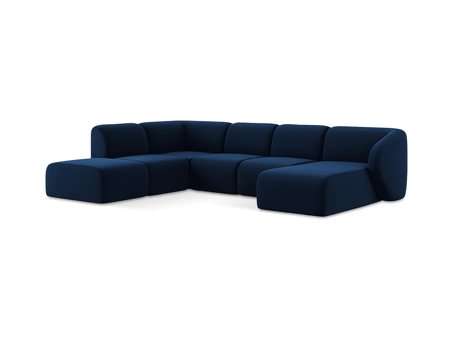 Große Wohnlandschaft Links - - Samt - Königsblau - LANI