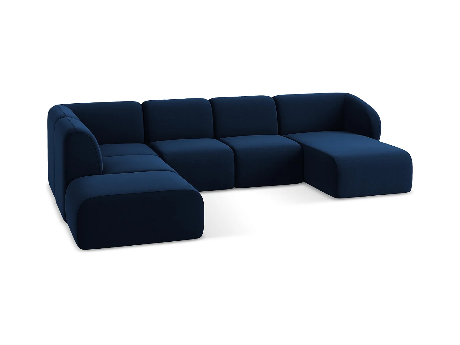 Große Wohnlandschaft Links - - Samt - Königsblau - LANI