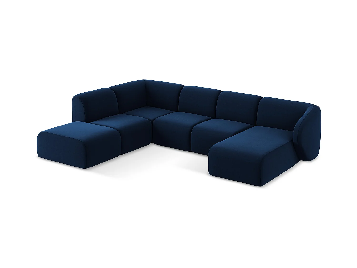 Große Wohnlandschaft Links - - Samt - Königsblau - LANI