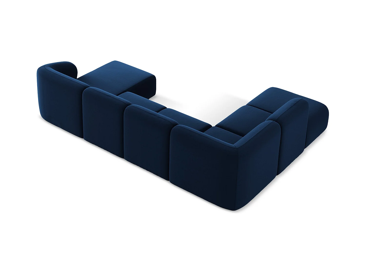 Große Wohnlandschaft Links - - Samt - Königsblau - LANI