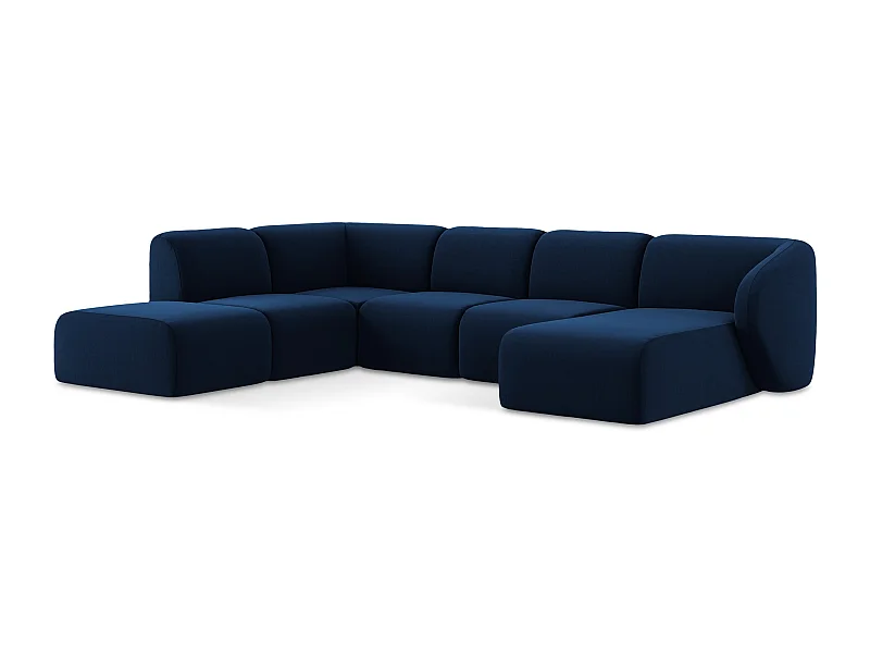 Große Wohnlandschaft Links - - Samt - Königsblau - LANI