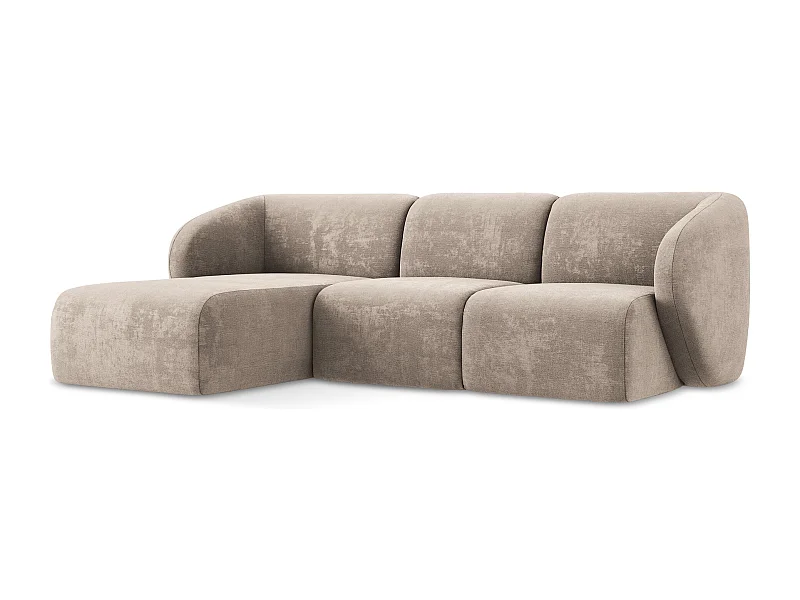 Modulaire hoekbank links van donkerbeige chenille stof - LANI