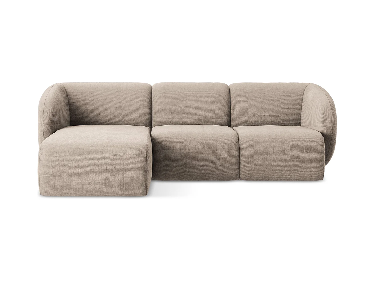 Canapé d'angle 3 places modulaire gauche en tissu chenille - beige foncé - LANI