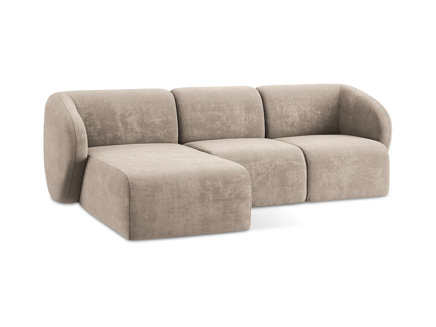 Canapé d'angle 3 places modulaire gauche en tissu chenille - beige foncé - LANI