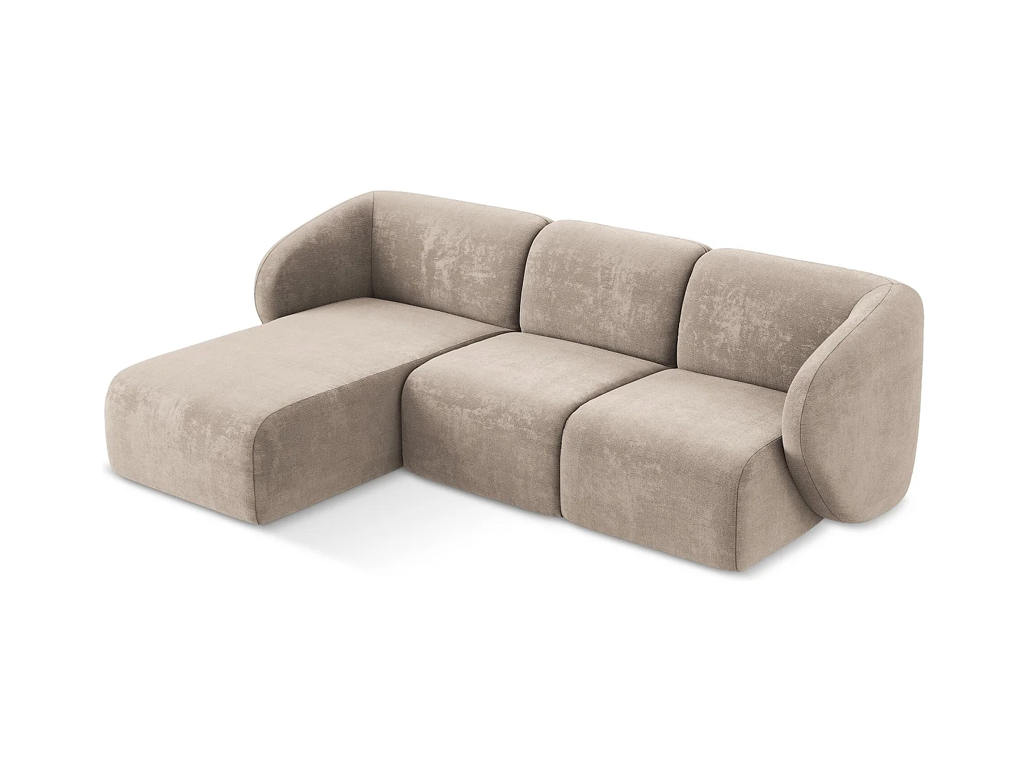 Canapé d'angle 3 places modulaire gauche en tissu chenille - beige foncé - LANI