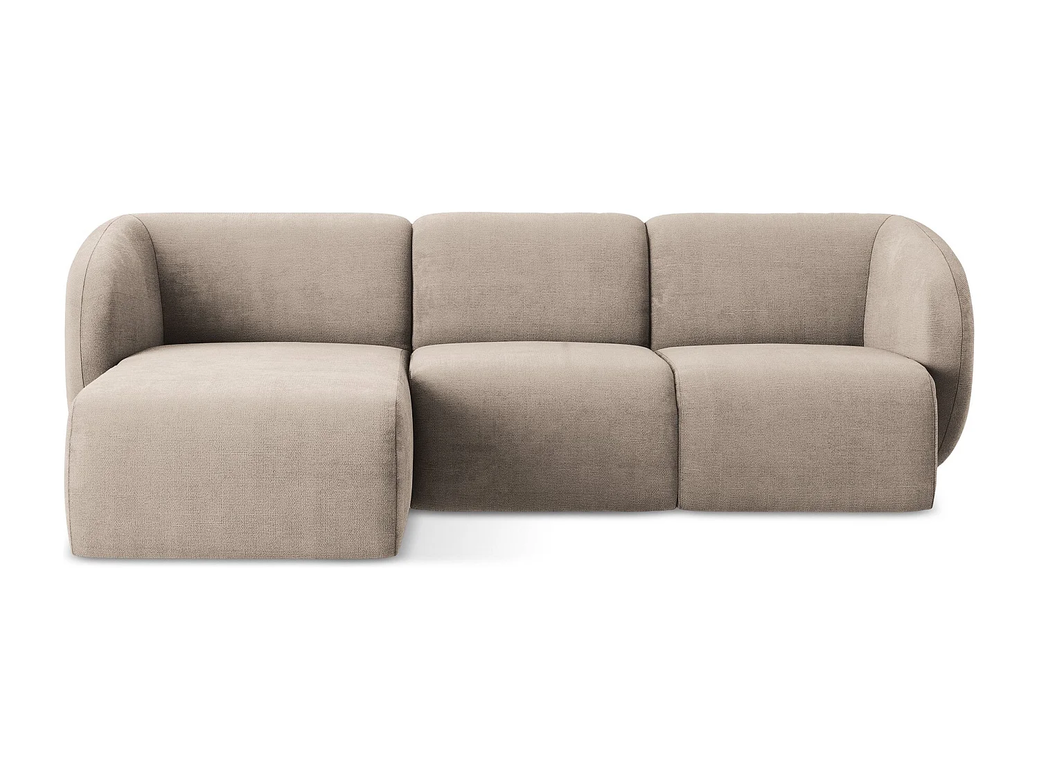 Canapé d'angle 3 places modulaire gauche en tissu chenille - beige foncé - LANI